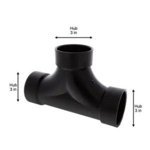 NIBCO 3 in. ABS DWV All Hub Two-Way Cleanout Tee Fitting, Black